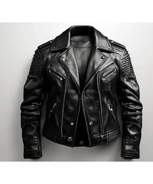 Mens Black Biker Leather Jacket