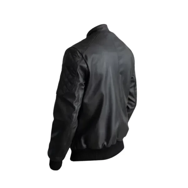 Casual Real Black Leather Bomber Jackets