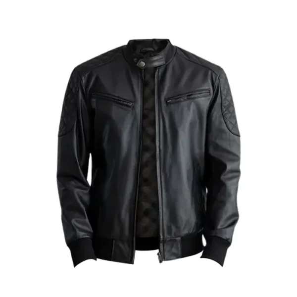 Real Black Leather Bomber Jacket